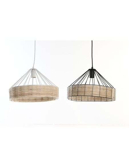 Suspension DKD Home Decor 35 x 35 x 22 cm Noir Métal Rotin 50 W (2 Unités)