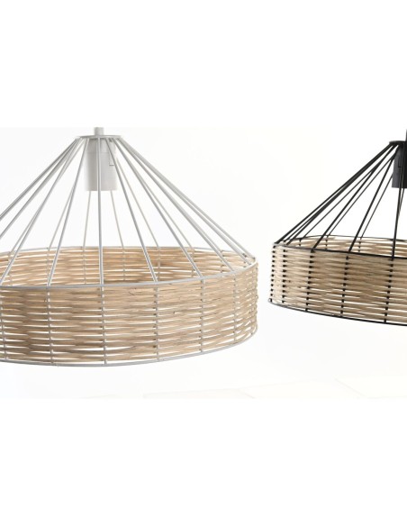 Suspension DKD Home Decor 35 x 35 x 22 cm Noir Métal Rotin 50 W (2 Unités)