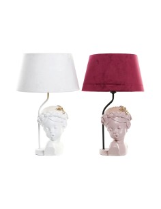 Lampe de bureau DKD Home Decor Rouge Résine Rose clair 220 V 50 W 30 x 30 x 49 cm (2 Unités)