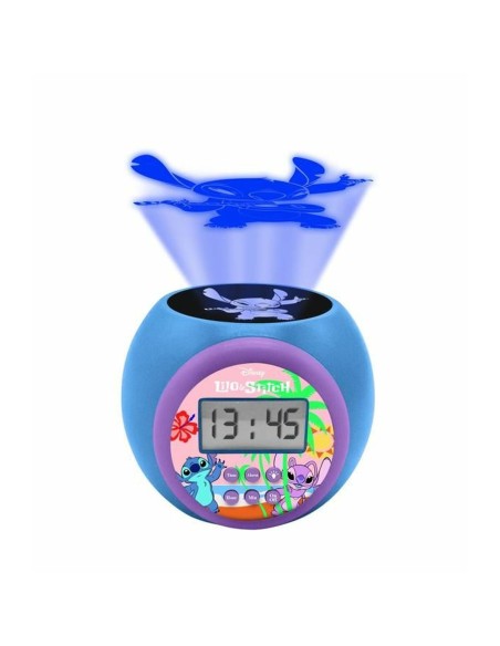 Radio réveil avec projecteur LCD Lexibook Stitch Bleu Multicouleur