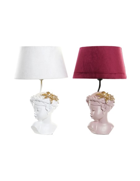 Lampe de bureau DKD Home Decor Rouge Résine Rose clair 220 V 50 W 30 x 30 x 49 cm (2 Unités)