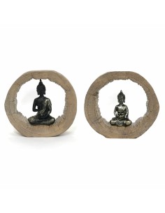 Figurine Décorative DKD Home Decor Noir Naturel Buda 20,5 x 6 x 18,5 cm (2 Unités)