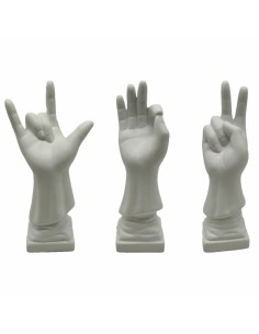 Figurine Décorative DKD Home Decor Blanc Main 7 x 7 x 25 cm (3 Unités)