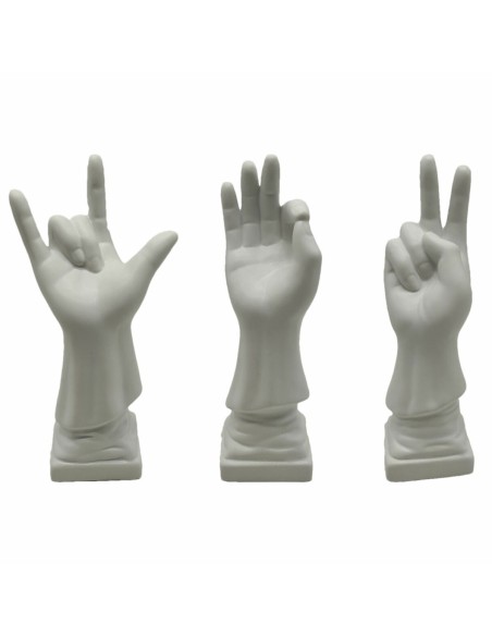 Figurine Décorative DKD Home Decor Blanc Main 7 x 7 x 25 cm (3 Unités)