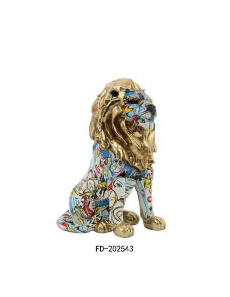 Figurine Décorative DKD Home Decor Doré Lion Résine Multicouleur Moderne (21 x 14,5 x 27 cm) (15 x 21 x 27 cm)