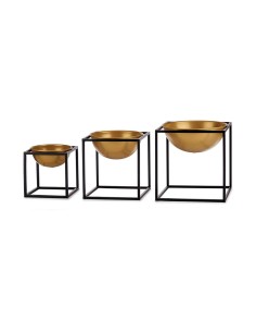 Set de Bols Noir Doré Décoration 3 Pièces Métal