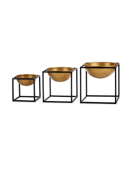Set de Bols Noir Doré Décoration 3 Pièces Métal