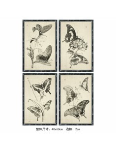 Cadre DKD Home Decor 40 x 2,8 x 60 cm 40 x 60 x 2.8 cm Papillons Cottage (4 Pièces)