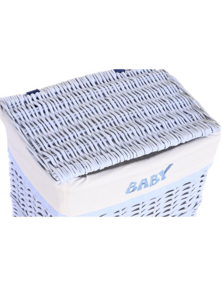 Lot de paniers DKD Home Decor Bleu Celeste osier Enfant 44 x 34 x 56 cm (5 Pièces)