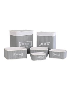 Lot de paniers DKD Home Decor Gris foncé Bambou 40 x 30 x 46 cm (5 Pièces) (6 Pièces)