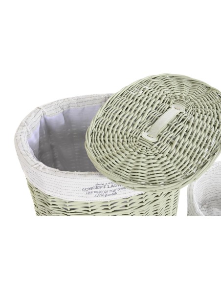 Lot de paniers DKD Home Decor Vert osier 51 x 37 x 56 cm (5 Pièces)
