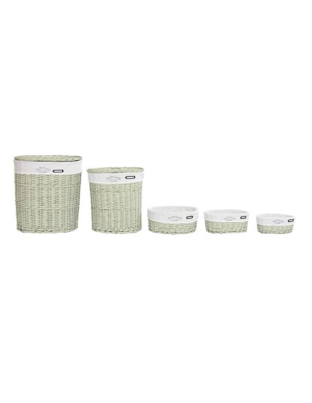Lot de paniers DKD Home Decor Vert osier 51 x 37 x 56 cm (5 Pièces)