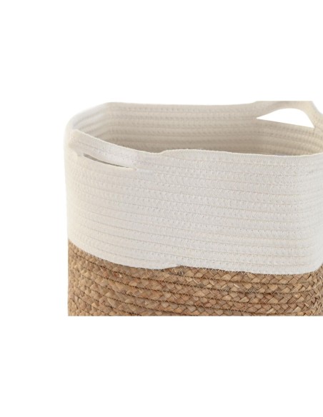 Panier décoratif DKD Home Decor Blanc Fibre naturelle 36 x 36 x 52 cm