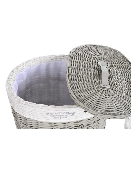 Lot de paniers DKD Home Decor Blanc Gris osier 51 x 37 x 56 cm 52 x 38 x 57 cm (5 Pièces)