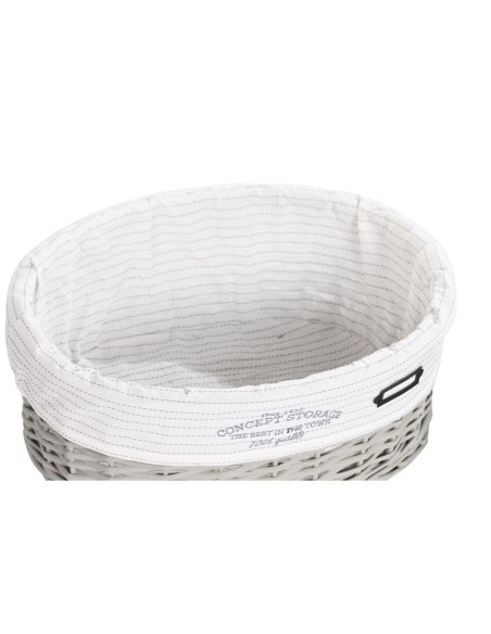 Lot de paniers DKD Home Decor Blanc Gris osier 51 x 37 x 56 cm 52 x 38 x 57 cm (5 Pièces)