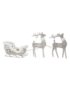 Décorations de Noël DKD Home Decor Lumière LED Blanc osier 60 x 30 x 37 cm (3 Pièces)
