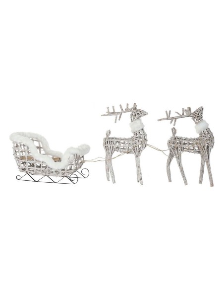 Décorations de Noël DKD Home Decor Lumière LED Blanc osier 60 x 30 x 37 cm (3 Pièces)