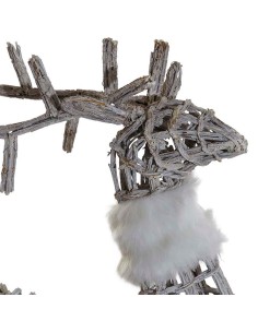 Décorations de Noël DKD Home Decor Lumière LED Blanc osier 60 x 30 x 37 cm (3 Pièces) 2