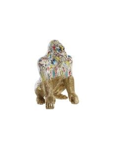 Figurine Décorative DKD Home Decor 28,5 x 26,5 x 41 cm Doré Multicouleur Gorille