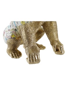 Figurine Décorative DKD Home Decor 28,5 x 26,5 x 41 cm Doré Multicouleur Gorille 2