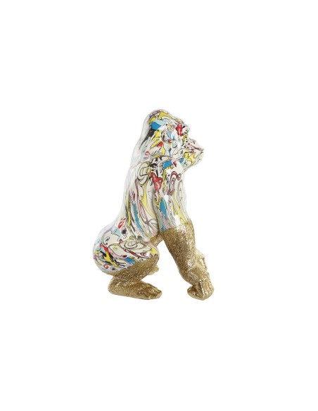 Figurine Décorative DKD Home Decor 28,5 x 26,5 x 41 cm Doré Multicouleur Gorille