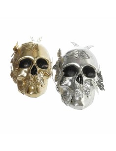 Figurine Décorative DKD Home Decor Doré Argenté Crâne 16,5 x 10,5 x 11,5 cm (2 Unités)
