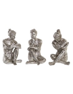 Figurine Décorative DKD Home Decor 17 x 15 x 26 cm Femme Argenté (3 Unités)