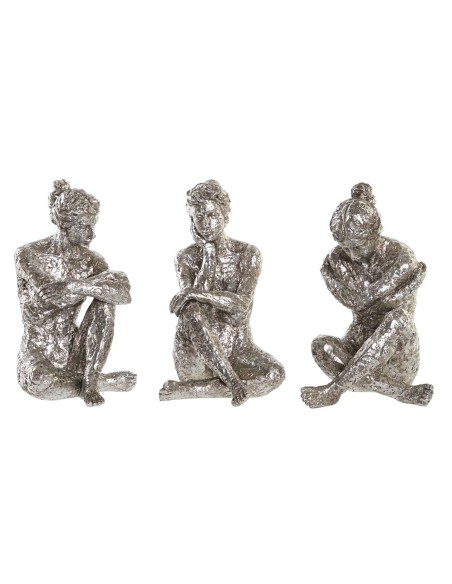 Figurine Décorative DKD Home Decor 17 x 15 x 26 cm Femme Argenté (3 Unités)