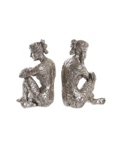 Figurine Décorative DKD Home Decor 17 x 15 x 26 cm Femme Argenté (3 Unités) 2