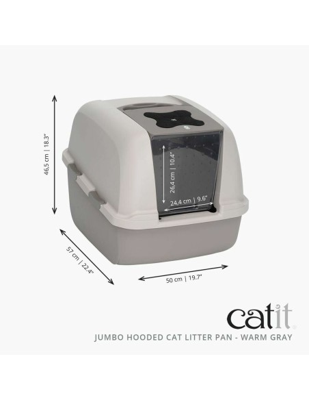 Bac à litière pour chats Catit 46 x 55 x 45 cm Avec couvercle Jumbo Gris Plastique
