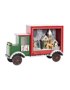 Calendrier de l’Avent DKD Home Decor Camion Lumière LED Bois MDF (31 x 9 x 20 cm)
