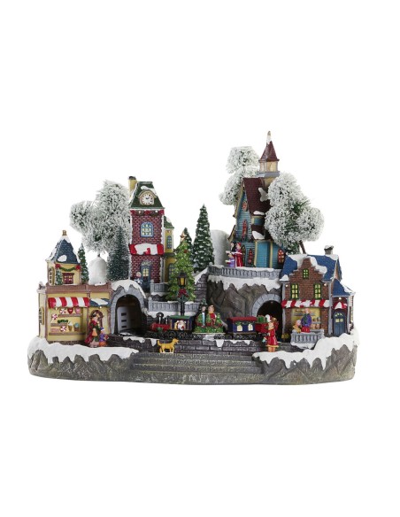 Décorations de Noël DKD Home Decor Ville Lumière LED Résine PVC (47 x 36 x 34 cm)