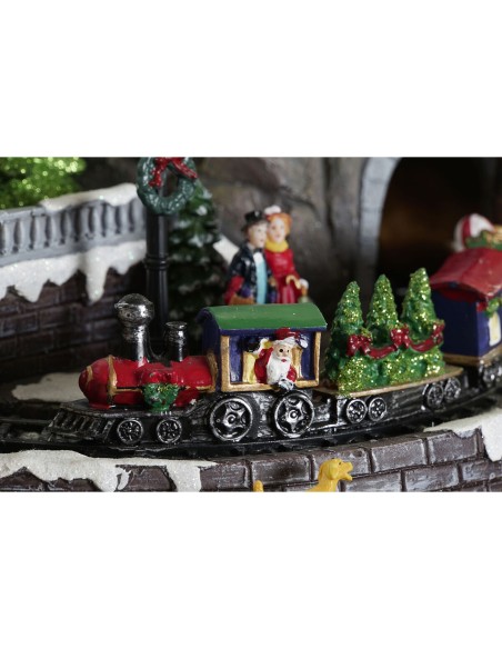 Décorations de Noël DKD Home Decor Ville Lumière LED Résine PVC (47 x 36 x 34 cm)