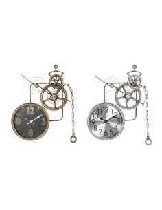 Horloge Murale DKD Home Decor Engrenage Verre Fer 50 x 7 x 62 cm (2 Unités)