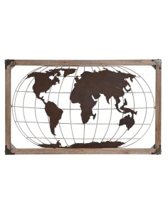 Figurine Décorative DKD Home Decor Naturel Métal Cuivre Pin Mappemonde (75 x 6 x 46 cm)