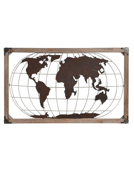 Figurine Décorative DKD Home Decor Naturel Métal Cuivre Pin Mappemonde (75 x 6 x 46 cm)