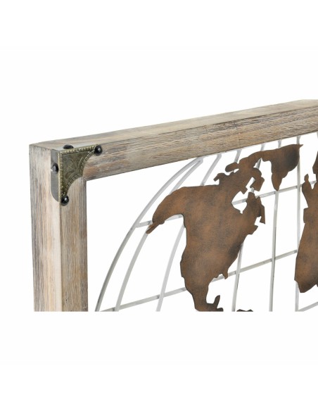 Figurine Décorative DKD Home Decor Naturel Métal Cuivre Pin Mappemonde (75 x 6 x 46 cm)