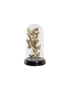 Figurine Décorative DKD Home Decor Verre Noir Doré Métal Papillons (18,5 x 18,5 x 32,5 cm)