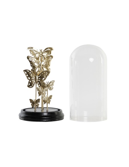 Figurine Décorative DKD Home Decor Verre Noir Doré Métal Papillons (18,5 x 18,5 x 32,5 cm)