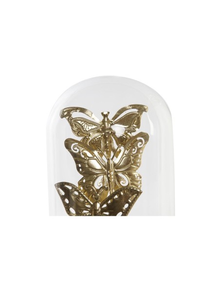 Figurine Décorative DKD Home Decor Verre Noir Doré Métal Papillons (18,5 x 18,5 x 32,5 cm)