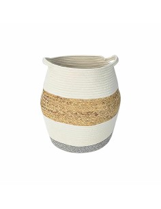Panier DKD Home Decor Blanc Naturel Aluminium Fibre naturelle 30 x 30 x 40 cm
