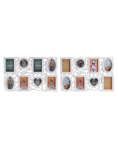 Cadre photo DKD Home Decor 8 photos Verre Blanc PP (58 x 2 x 37,5 cm) (2 Unités)