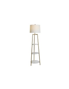 Lampadaire DKD Home Decor Doré Métal Polyester Blanc 50 W Bois MDF (41 x 41 x 156 cm)