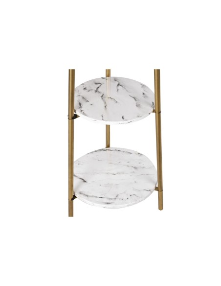 Lampadaire DKD Home Decor Doré Métal Polyester Blanc 50 W Bois MDF (41 x 41 x 156 cm)