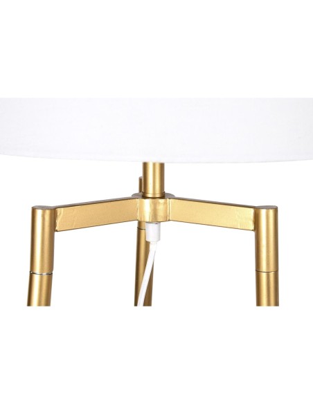 Lampadaire DKD Home Decor Doré Métal Polyester Blanc 50 W Bois MDF (41 x 41 x 156 cm)