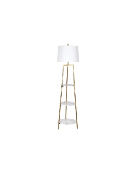 Lampadaire DKD Home Decor Doré Métal Polyester Blanc 50 W Bois MDF (41 x 41 x 156 cm)
