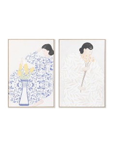 Cadre DKD Home Decor 80 x 4 x 120 cm Fleurs Scandinave (2 Unités)