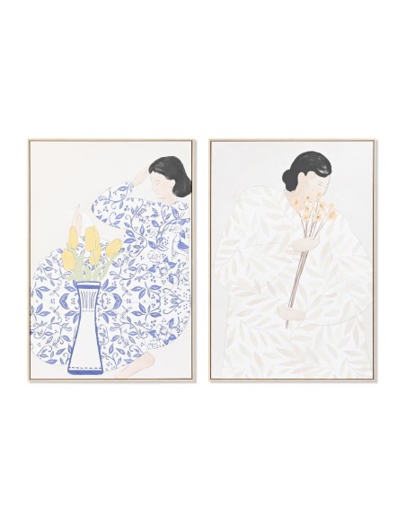 Cadre DKD Home Decor 80 x 4 x 120 cm Fleurs Scandinave (2 Unités)