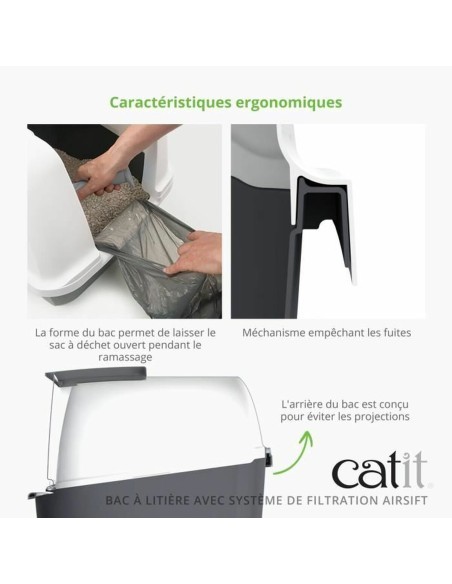 Bac à litière pour chats Catit Gris Couvercle amovible
