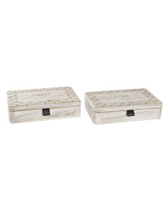 Boîte Décorative DKD Home Decor Naturel Bois MDF (2 Unités)